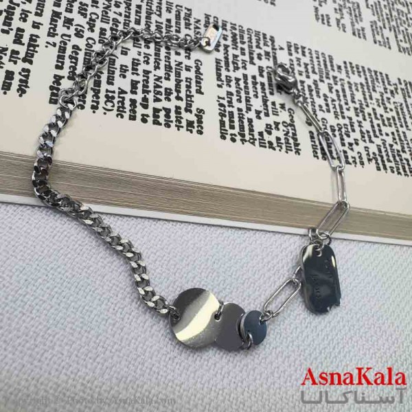 دستبند دخترانه پینترستی استیل مدل نقره ای کد DSB18968W