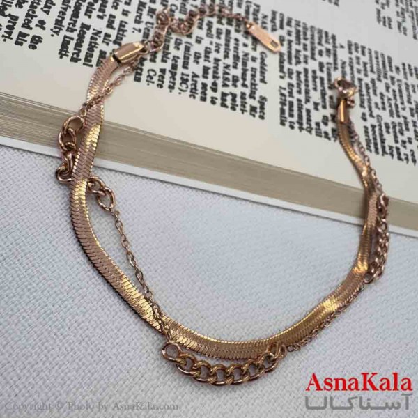 دستبند دخترانه پینترستی استیل مدل دولاین ماری طلایی  کد DSB18976W