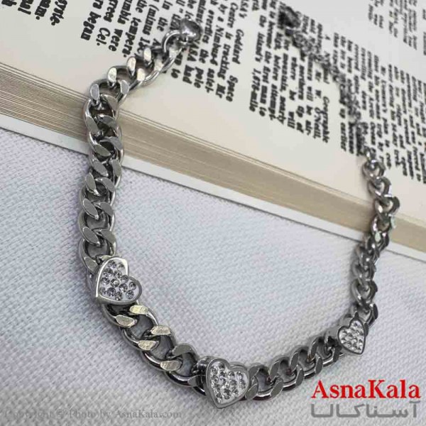 دستبند دخترانه پینترستی استیل مدل کارتیر قلبی کد DSB18983W
