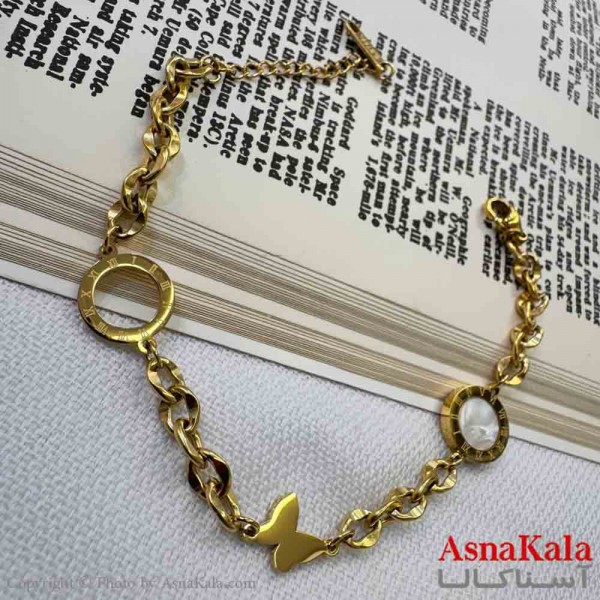 دستبند دخترانه پینترستی استیل مدل پروانه کد DSB18998W