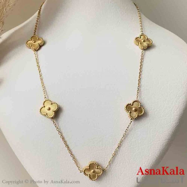 گردنبند زنانه شیک استیل مدل ونکلیف طلایی  کد GNB161436W