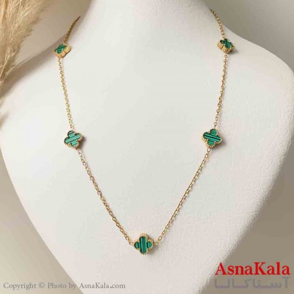 گردنبند زنانه شیک استیل مدل ونکلیف سبز  کد GNB161437W