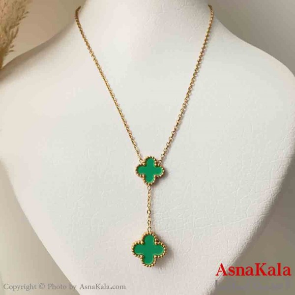 گردنبند زنانه شیک استیل مدل ونکلیف سبز  کد GNB161441W