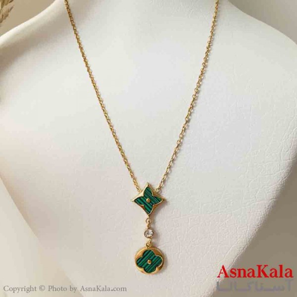 گردنبند زنانه شیک استیل مدل ستاره سبز  کد GNB161445W