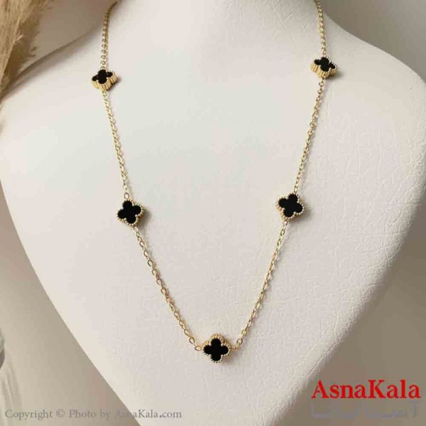 گردنبند زنانه شیک استیل مدل ونکلیف مشکی  کد GNB161446W