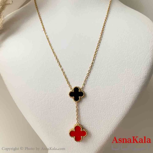 گردنبند زنانه شیک استیل مدل ونکلیف دو رنگ  کد GNB161449W