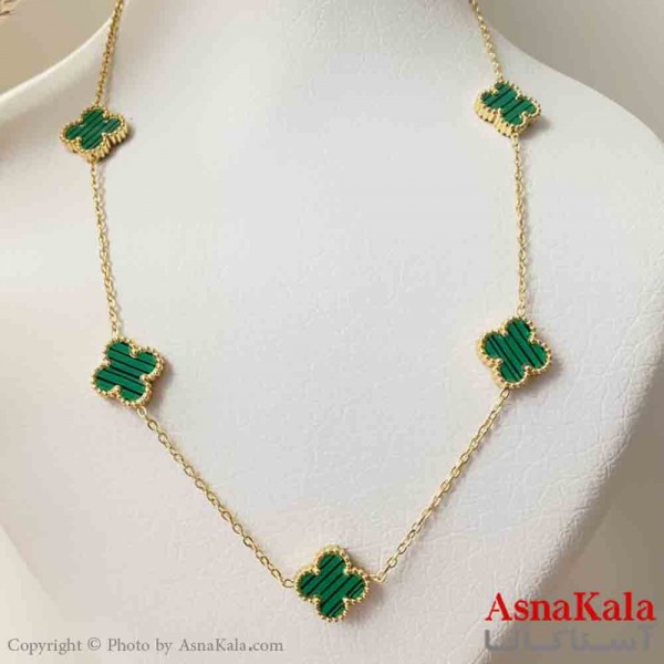 گردنبند زنانه شیک استیل مدل ونکلیف سبز کد GNB161454W