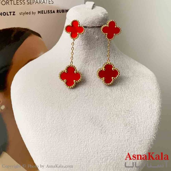 گوشواره استیل زنانه مدل ونکلیف قرمز کد GSH151224W