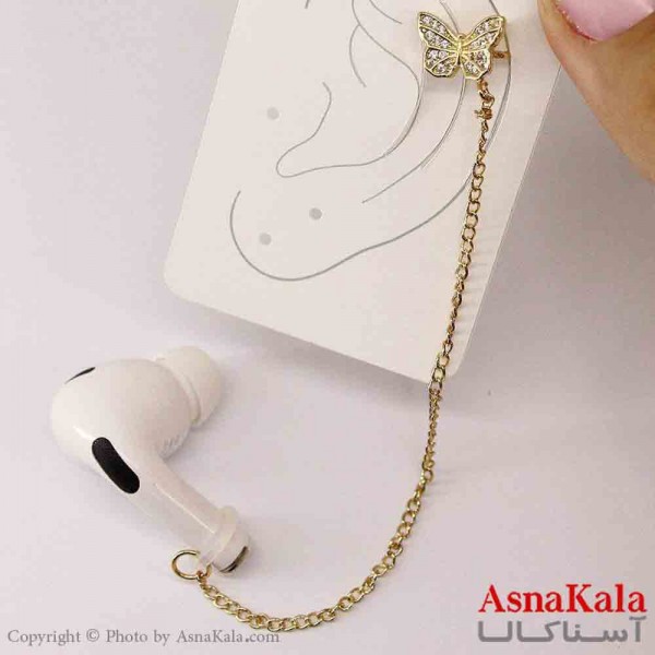 گوشواره ایرکاف ایرپاد طرح پروانه نگینی دخترانه استیل کد GSH151230W