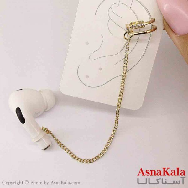 گوشواره ایرکاف ایرپاد طرح پیچی نگینی دخترانه استیل کد GSH151231W