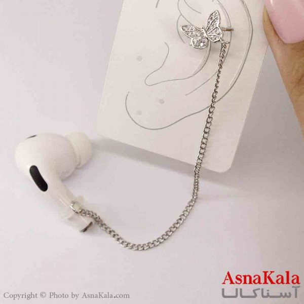 گوشواره ایرکاف ایرپاد طرح پروانه نقره ای دخترانه استیل کد GSH151233W
