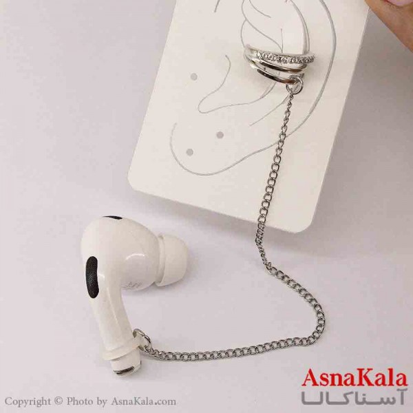 گوشواره ایرکاف ایرپاد طرح چنگکی نقره ای دخترانه استیل کد GSH151235W