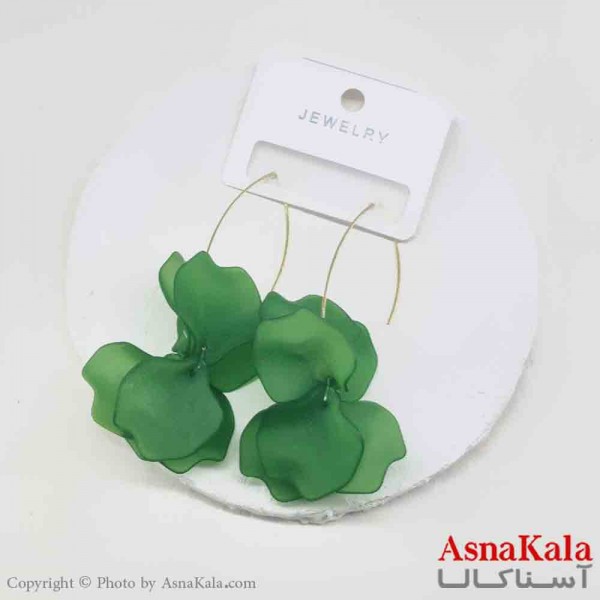 گوشواره استیل فانتزی زنانه مدل گلبرگ سبز کد GSH151260W