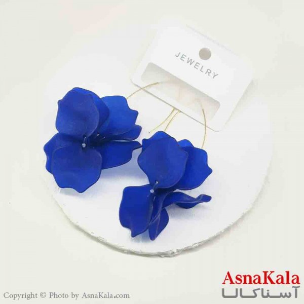 گوشواره استیل فانتزی زنانه مدل گلبرگ آبی کد GSH151265W