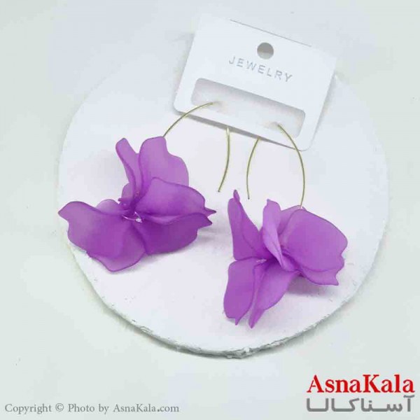 گوشواره استیل فانتزی زنانه مدل گلبرگ بنفش کد GSH151266W