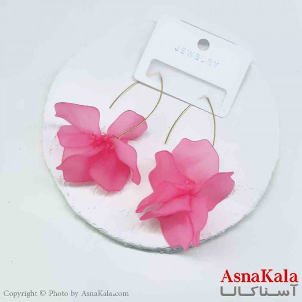 گوشواره استیل فانتزی زنانه مدل گلبرگ صورتی کد GSH151269W