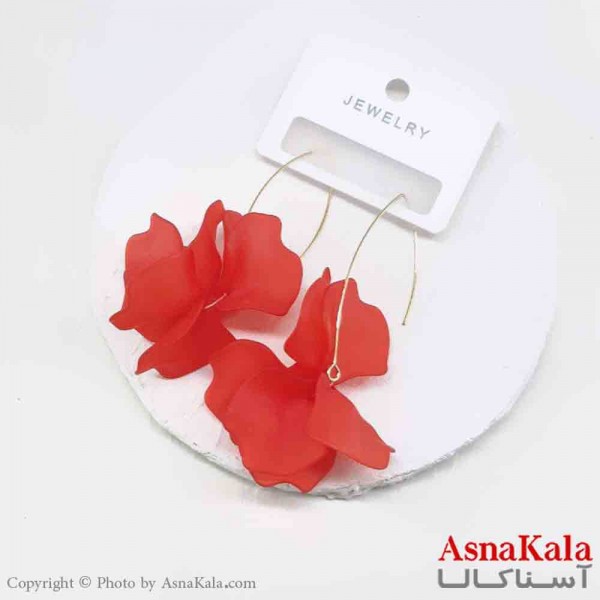 گوشواره استیل فانتزی زنانه مدل گلبرگ قرمز کد GSH151270W