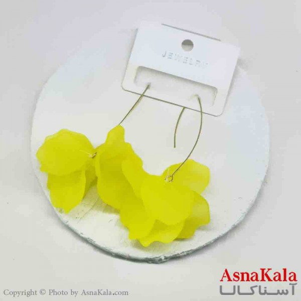گوشواره استیل فانتزی زنانه مدل گلبرگ زرد کد GSH151273W