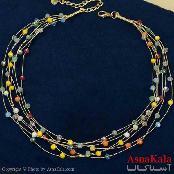 گردنبند دخترانه پینترستی استیل مدل ریسه ای رنگی کد GNB161459W