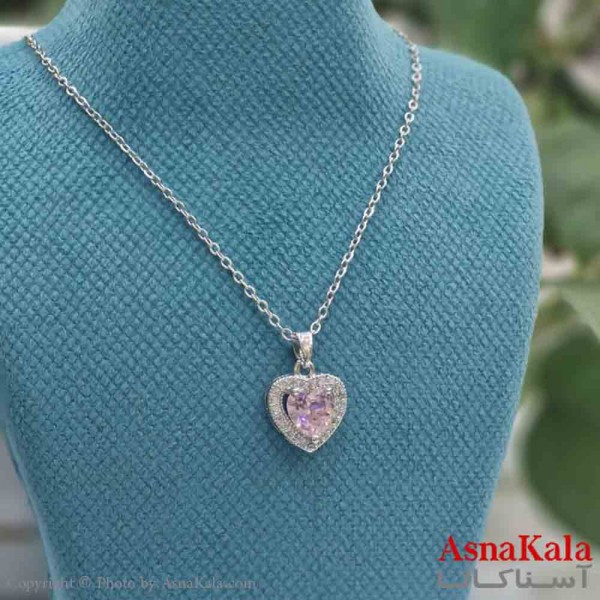 گردنبند دخترانه پینترستی استیل مدل قلب صورتی کد GNB161469W