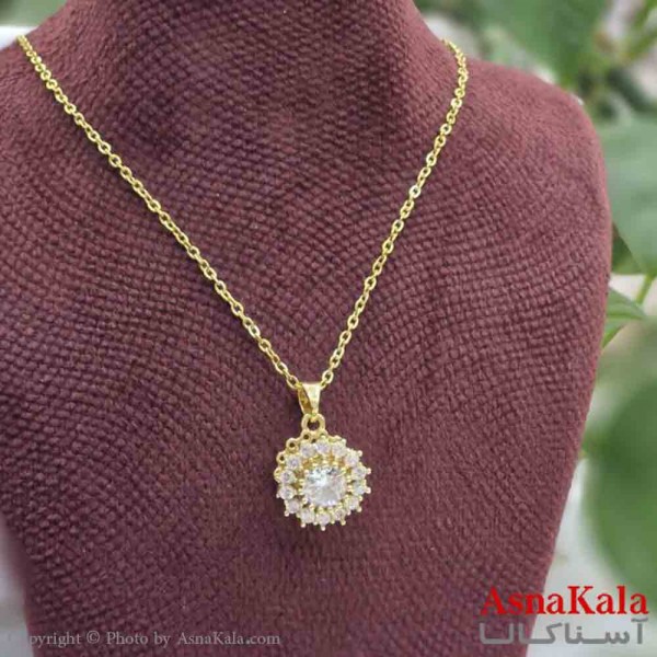 گردنبند چرخشی دخترانه شیک استیل مدل گل نگینی کد GNB161475W