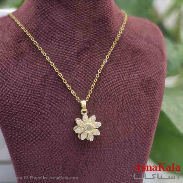 گردنبند چرخشی دخترانه شیک استیل مدل گل درخشان  کد GNB161480W