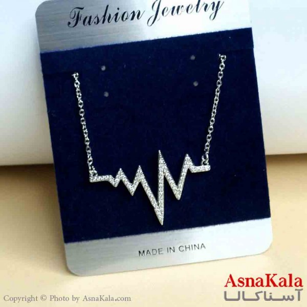 گردنبند دخترانه شیک استیل مدل ضربان نقره ای کد GNB161487W