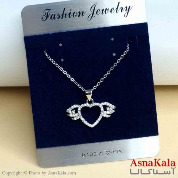 گردنبند دخترانه شیک استیل مدل قلب بالدار کد GNB161489W