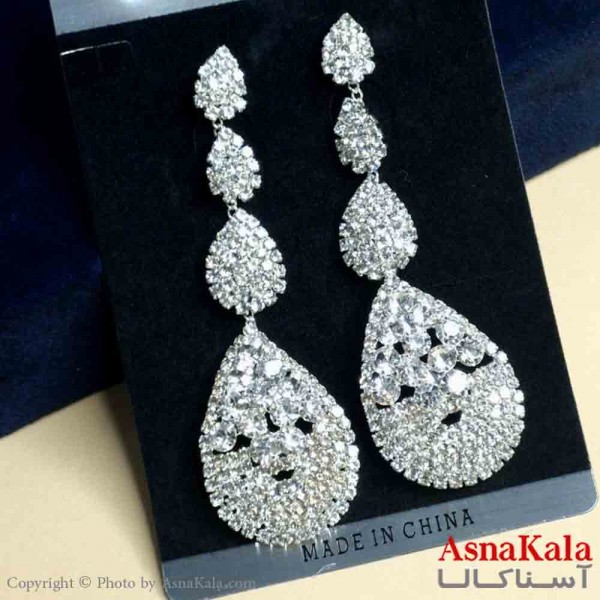 گوشواره استیل شیک زنانه مدل اشک جواهری کد GSH151289W