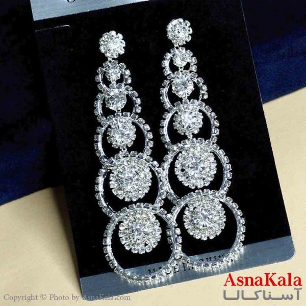 گوشواره استیل شیک زنانه مدل دایره فول نگین کد GSH151292W