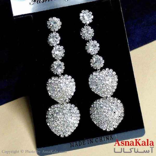 گوشواره استیل شیک زنانه مدل قلب جواهری کد GSH151293W