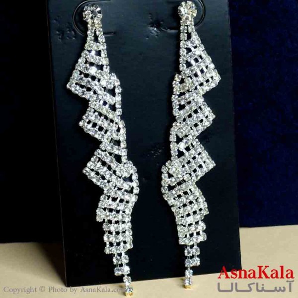گوشواره استیل شیک زنانه مدل آویز نگینی کد GSH151297W