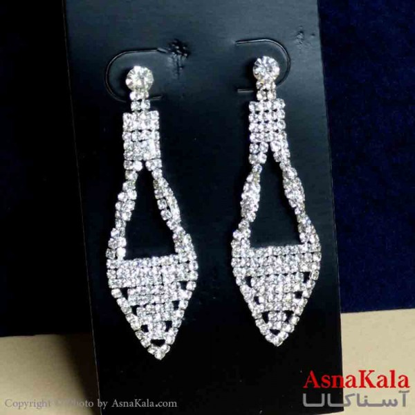 گوشواره استیل شیک زنانه مدل اشک نگینی کد GSH151298W