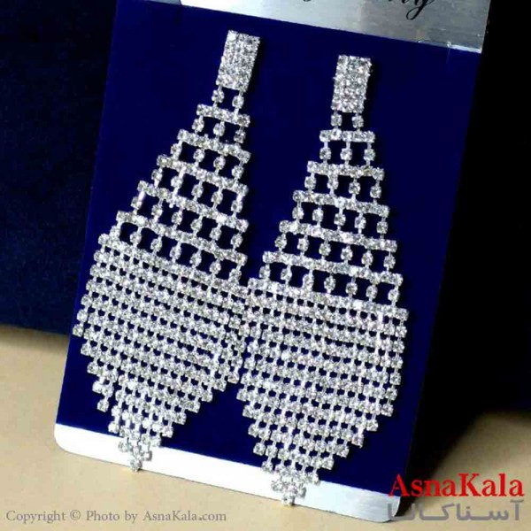 گوشواره استیل شیک زنانه مدل اشک فول نگین کد GSH151305W