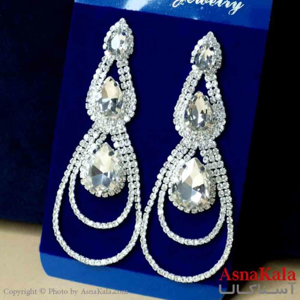 گوشواره استیل شیک زنانه مدل اشک نگین کد GSH151306W