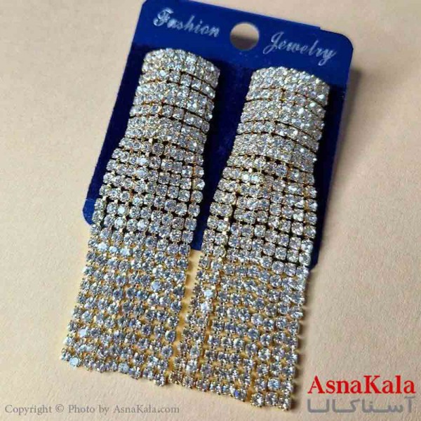 گوشواره استیل شیک زنانه مدل فول نگین کد GSH151308W