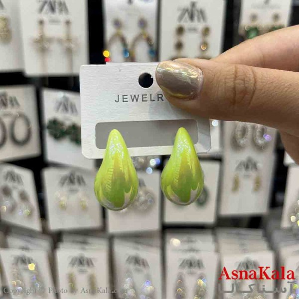 گوشواره استیل  فانتزی دخترانه مدل اشک زرد کد GSH151320W