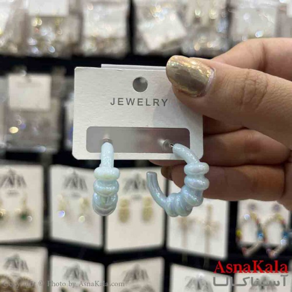 گوشواره استیل  فانتزی دخترانه مدل گرد صدفی کد GSH151322W