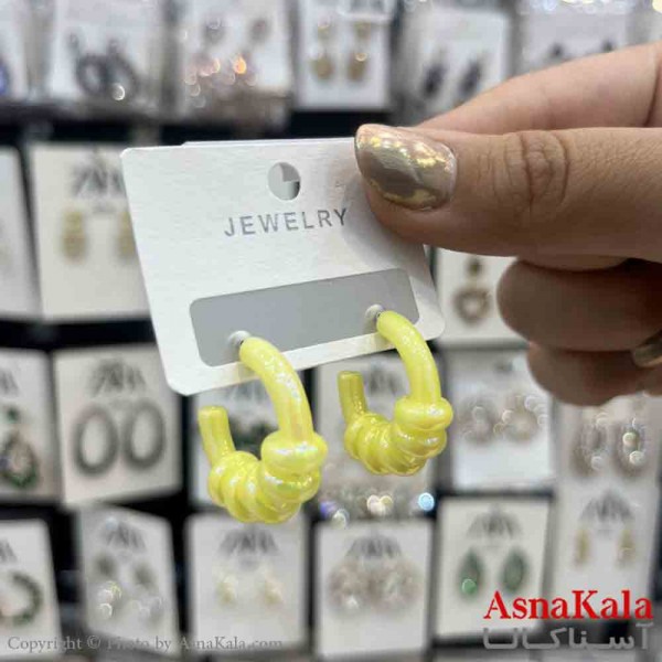 گوشواره استیل  فانتزی دخترانه مدل گرد زرد کد GSH151328W