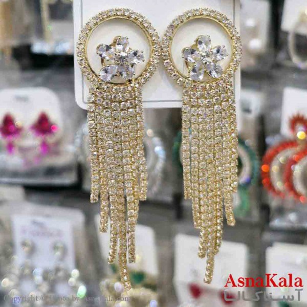 گوشواره استیل شیک دخترانه مدل آویز جواهری کد GSH151338W