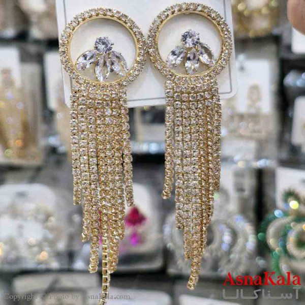 گوشواره استیل شیک دخترانه مدل فول نگین کد GSH151340W