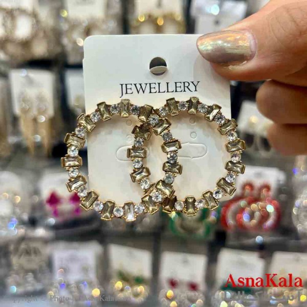 گوشواره استیل شیک دخترانه مدل گرد نگینی  کد GSH151359W
