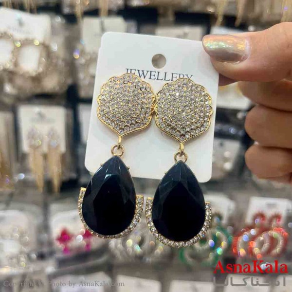 گوشواره استیل شیک دخترانه مدل اشک نگینی  کد GSH151362W