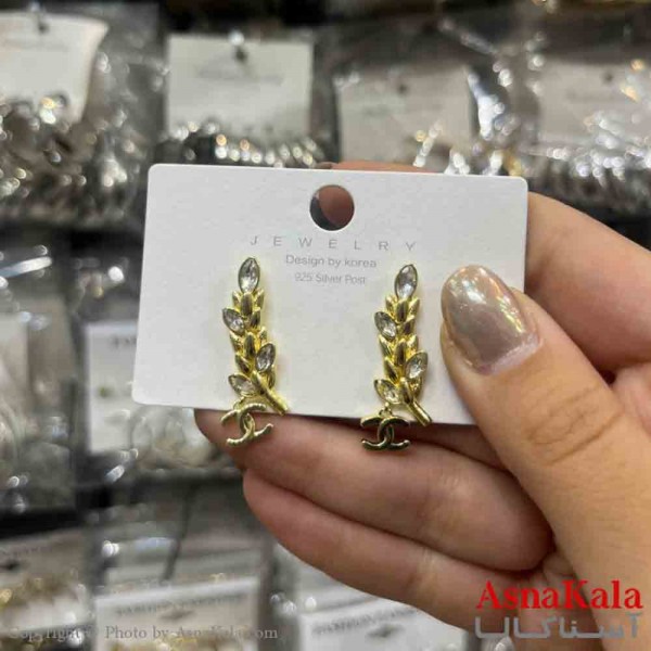 گوشواره استیل شیک دخترانه مدل برگ طلایی کد GSH151391W