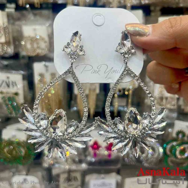 گوشواره استیل شیک دخترانه مدل آویز جواهری  کد GSH151392W