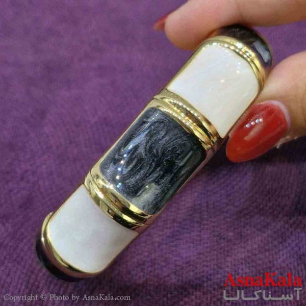 بنگل مینیمال دخترانه استیل مدل مینا کاری سیاه و سفید کد DSB181026W