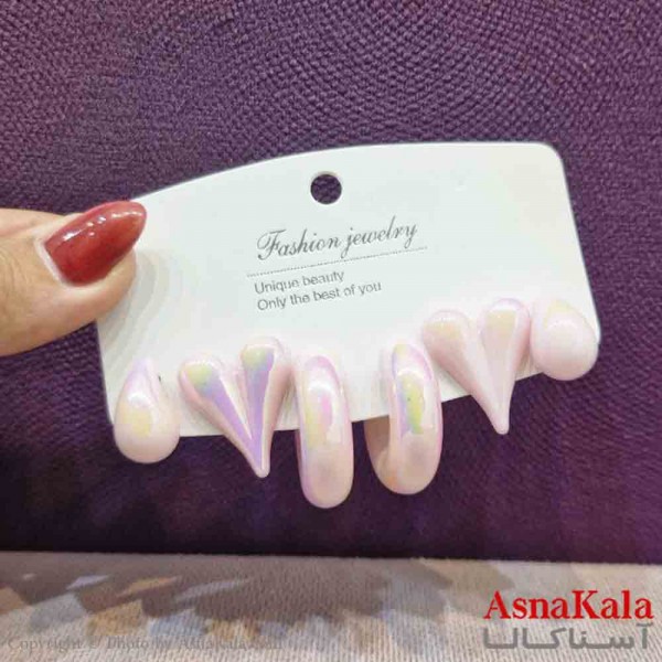 گوشواره زنانه استیل پک 3جفتی مدل مینیمال رنگی  کد GSH151414W