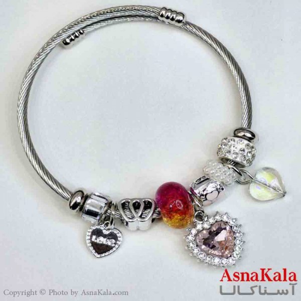 دستبند دخترانه پاندورا استیل مدل قلبی کد DSB181034W
