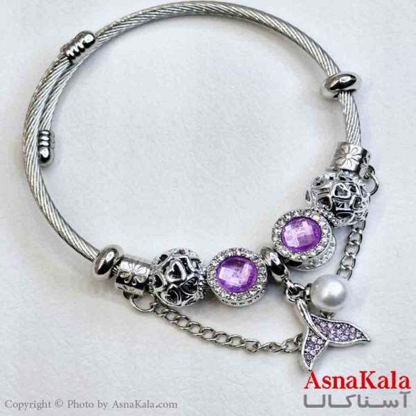 دستبند دخترانه پاندورا استیل مدل دم وال کد DSB181036W