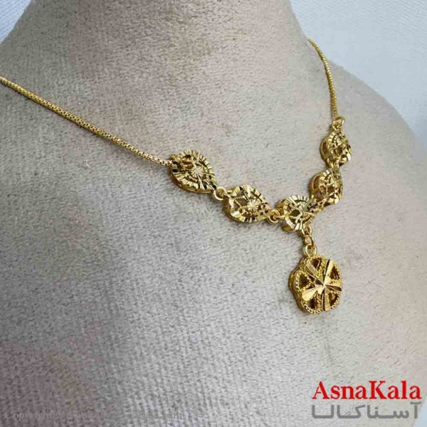 گردنبند زنانه طلاروس شیک مدل طلایی  کد GNB161495W